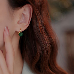 ต่างหูมุกเขียวหรูหรา ต่างหูสไตล์จีนใหม่ ต่างหูแฟชั่นสำหรับผู้หญิง ต่างหูสไตล์เก๋ไก๋แบบลำลอง ต่างหูแบบห้อย