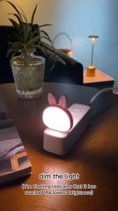 5S Mini Rabbit Ear USB Voice Control Night Light LED English/Mandarin Voice Control Night Light with 3 Lighting Mode