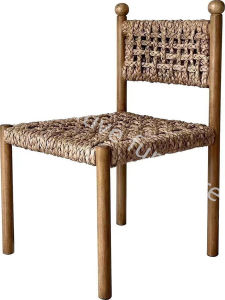 Retro Wicker Dining Chair Solid Wood Handcrafted Artistic Armchair for Home And Vacation Rental Customizable from Shanghai