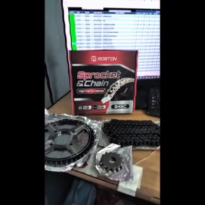 GEAR GIR GIGI TARIK DEPAN BELAKANG + RANTAI SET 14T-45T/428H-124L THUNDER 125 KUALITAS SUPER