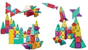 Mini Magnetic Tiles Portable Metal Box Kids STEM 3D Magnet Building Blocks Travel Educational Birthday Christmas Holiday Gift