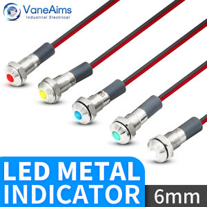 5pcs 6mm LED Metal Indicator Light Waterproof 3-6V 12-24V Dash Panel Mounting Power Signal Light Red Green Yellow Blue White