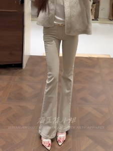 Khaki Basic Versatile Simple Denim Jeans Womens High Waist Elastic Slimming Long Leggings Cotton Stretch Denim Fabric