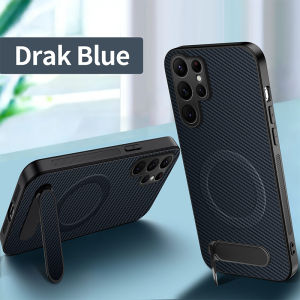szhaiyu | Carbon Fiber Leather Magnetic Stand Phone Case for Samsung Galaxy S26 Ultra S25 Edge S23 S22 S21 Plus S24 FE for Magsafe Cover