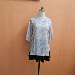 atasan wanita cream L cewek lengan pendek blouse motif batik