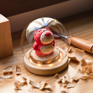 Hand-carved Strawberry Bear Wooden Sculpture Creative Birthday Gift for Girls Cute Bear Decoration Ideal for Valentines Day