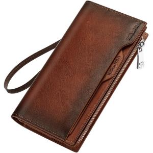 WILLIAMPOLO | Ví Dài Da Thật Màu Vintage Chống Trầy Nhiều Khe Thẻ