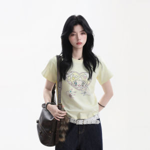 zuocisankon | Y2K Girlie Cartoon Print T-shirt