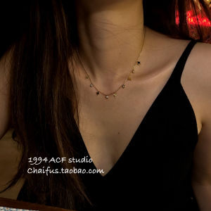 French Romantic Geometric Starburst Pendant Necklace Titanium Steel Fading Fine Flashing Link Chain Womens Fashion Jewelry