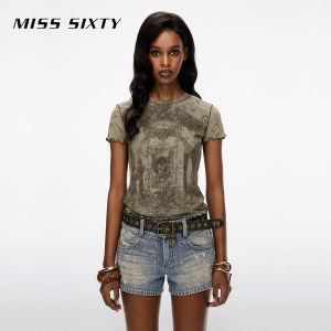 Retro Vintage Printed Round Neck T-shirt