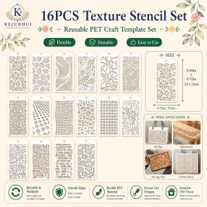 16pcs Abstract Striped StencilsReusable Layered Painting Template for PaintingWallFloorDIYTableChairCanvas Home Decor