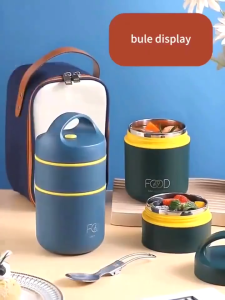 NUVOX Thermal Lunch Box Set Insulated 4 Hours Insulated Lunch Bag Stainless With Bag 2 Layer Soup Bentgo Thermal 680ML 304 Stainless Steel Vacuum Insulated Thermal Lunch Box
