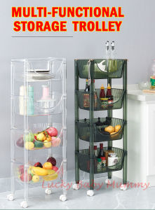 3 Tier & 4 Tier Transparent Movable Storage Kitchen Rack with Wheels / Cloud Trolley / Fireheart