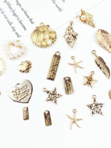 Phụ Kiện Trang Sức DIY Kc Gold Letter Plum Blossom Shell Pearl Starfish Keychain Bracelet Pendant Trang Sức Thời Trang Mới Ra Lò