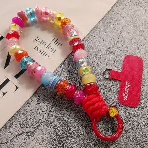 Handmade Beaded Bracelet Mobile Phone Chain Durable Nylon Thread Acrylic Material High-End Womens Model Short Keychain Clutch