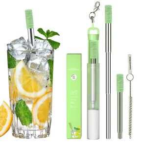 Collapsible Stainless Steel Straws Portable Telescopic Drinking Straw Set Reusable Metal Straw