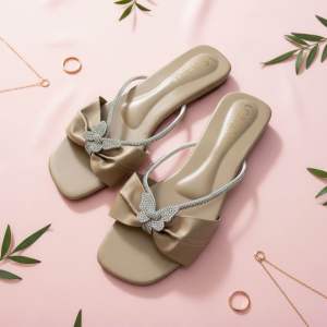 ✨TTFS✨ Elegant Crystal Butterfly Sandals Women • Slip-On Comfy Glam Flip Flops Kasut Perempuan Berkilau G386