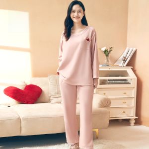 Bộ đồ ngủ LUNILAI cho nữ làm bằng cotton dài tay thoáng khí