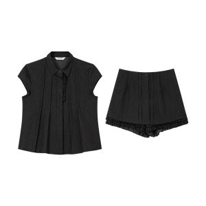 NIHAOKANONG | Bộ Áo Dài và Chân Váy Rộng Thoải Mái Phong Cách Retro