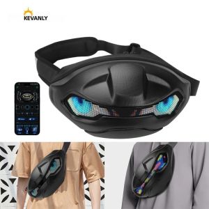 Túi Đeo Chéo Phong Cách Gargoyle Màu Xám Mát Với Màn Hình LED Điều Khiển Bằng Ứng Dụng Chống Nước Thích Hợp Cho Du Lịch Và Đạp Xe Tính Năng Màn Hình Động