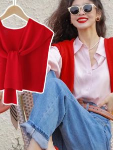 Multifunctional Knitted Scarf: Red Neck Warmer Outerwear for Women