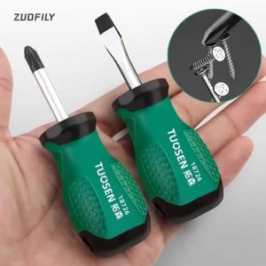 1 Tua Vít Mini Phillips Với Đầu Dẹt Bằng Thép Carbon Cao Cấp Từ Tính Di Động Hai Đầu Dụng Cụ Phần Cứng