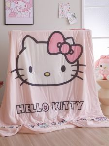 Hellokitty Childrens Summer Quilt Summer Ice Silk Hello Kitty Kindergarten Tencel Single Thin Air Conditioner Quilt Girl