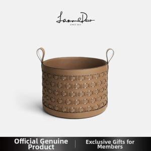 LAMOME DECO | Leather Woven Basket
