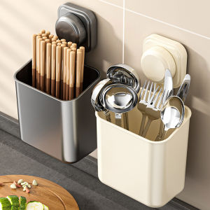 Kitchen Suction Cup Chopsticks Holder Drainable Utensil Cage Rack Spoon Fork Storage Box Draining Basket Home Organization