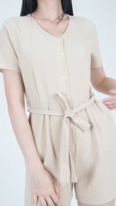 Forest Ladies Linen Jumpsuit Women Solid Romper - 865107