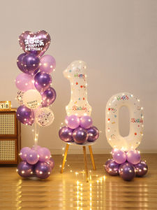 ฉากวันเกิดตกแต่งบอลลูนอลูมิเนียมฟอยล์บอลลูน 10th Birthday Happy Party ตกแต่งสําหรับทารกและผู้ใหญ่