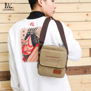 LouisWill Mens Shoulder Bag Fashion Canvas Bag Waterproof Messenger Bag Travel Bag Business Bag Phone Bag Large Capacity Lightweight Casual Bag Fashion Leisure Sport Street Bag for College Student