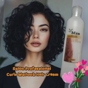 250ml Salon Professional MZE Wetlook control sculpting/ Curly hair smooth lightweight cream (Natural hold shiny effect non-greasy)