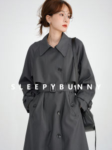 Grey Autumn British Style Loose and Elegant Long Jacket