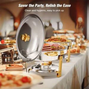 Round Stainless Steel Chafing Dish 4.5L Buffet Food Warmer Set With Lid Rack For Catering Party Hotel Banquet