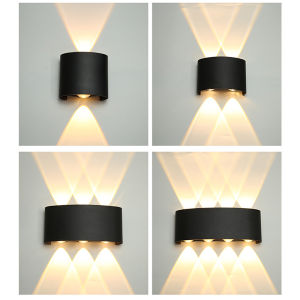 Lantu 22Cm Ngoài Trời Màu Đen IP65 Bảo Vệ Mức Độ ánh sáng ấm áp chân đèn Led gắn tường Đèn Cho vườn biệt thự Sân Hành Lang Cầu Thang