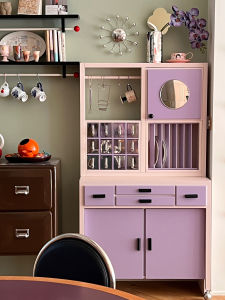 Cube Combination Cabinet Retro Style Multi-Function Storage Furniture Real Wood Wall-Mounted Makeup Desk for Small Spaces