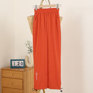 กางเกงกีฬาผู้หญิง Langesha กางเกงขายาวลำลอง แห้งเร็ว 2025 ฤดูร้อน กางเกงขายาวผ้าไหมน้ำแข็ง กางเกงขายาวสองทาง กันแดด