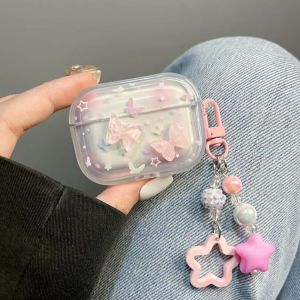 Korean Japanese Ins Style Pink Butterfly Protective Case for Redmi Buds4 Vitality Version Gradient Simple Buds5pro Anti-fall Detachable Bluetooth Buds6 Youth pro