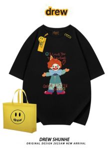 Drew Brand Cotton Cartoon Clown Loose Short Sleeve Mens T-shirt Street Style Couple Matching Summer Casual round Neck Tee