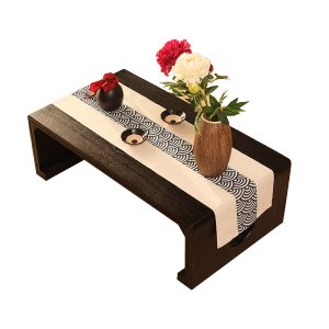 Japanese Style Small Table Wooden Tatami Tea Table Floating Window Study Desk Boho Folk Artistic Design Carbonized Painted Frame