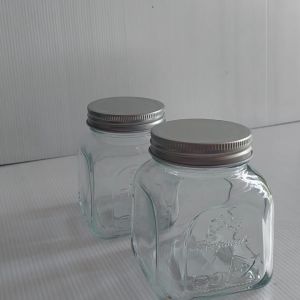 ขวดโหลแก้วฝาเกลียวทรงสี่เหลี่ยมปากกลมขนาด9x9x11ซม.