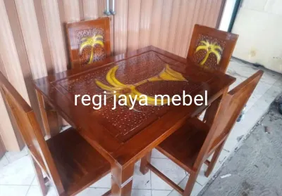 Meja makan 1 set Kursi 4 kayu jati meja makan jati.