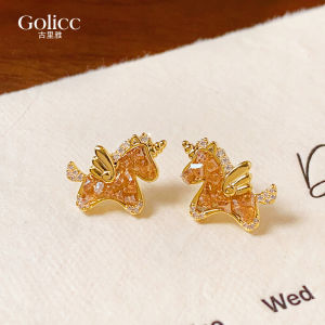 Yellow Crystal Horse Earrings Womens Fashion Jewelry Lucky Year Ear Rings Luxury Sensation  out New Style Alloy Plated