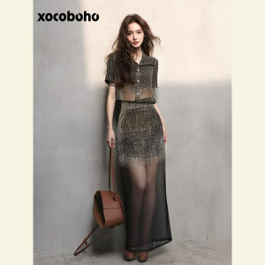 xocoboho | Elegant Slouchy Korean Style Shirt and Skirt Set