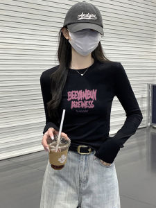 Double-Sided Velvet Long Sleeve T-Shirt Womens Spring Autumn Half High Collar Base Layer Shirt Slimming Inner Wear Top