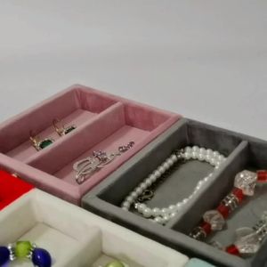Khay Đựng Đồ Trang Sức Bằng Nhung Nhiều Ngăn Đựng Nhẫn Bông Tai Dây Chuyền - Màn Hình Xoay Được Dành Cho Phụ Nữ Phụ Kiện Để Bàn Trang Điểm Di Động