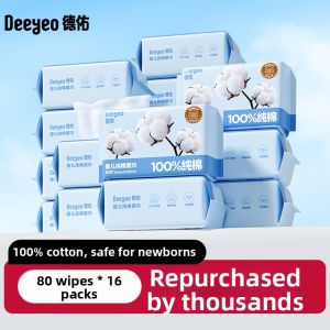 DEYOU | Baby Cotton Towel Disposable Pure Cotton Dry and Wet Double Use Newborn Special Thickened