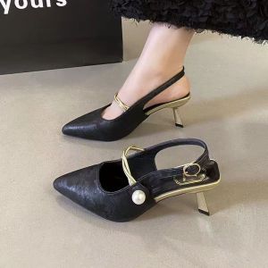Large Size Womens Shoes Mary Jane Sandals Pointed Toe High Heels Chinese Style Summer Outdoor Wear Wide Foot Bed Summer Shoes