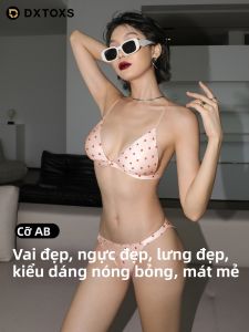 DXTOXS | Bộ Đồ Lót Quyến Rũ Chấm Bi Nút Trước Phù Hợp Ngực Nhỏ Màu Hồng